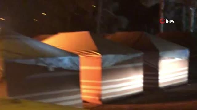 Depremzedelerin kaldığı çadır kentte yangın