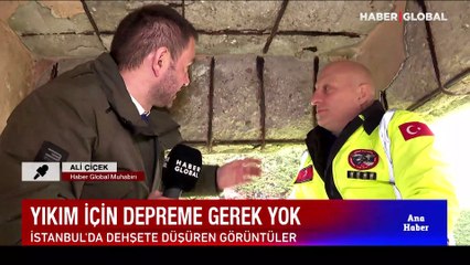 İstanbul'da dehşete düşüren görüntüler! Bina tel tel dökülüyor