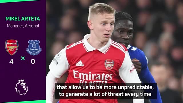 Arteta hails Zinchenko's 'something different' as Arsenal hammer Everton