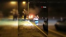 İstanbul'da korku dolu gece! Otomobil alev topuna döndü