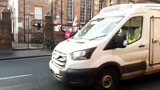 Teachers on the picket line outside Royal Mile Primary School