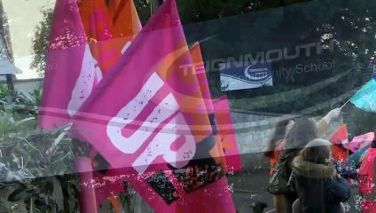 Teaching staff on picket line duty at Teignmouth Community School