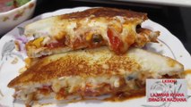 BREAD PIZZA SANDWICH/bread pizza sandwich on tawa/Quick and easy bread pizza/Street style pizza sandwich