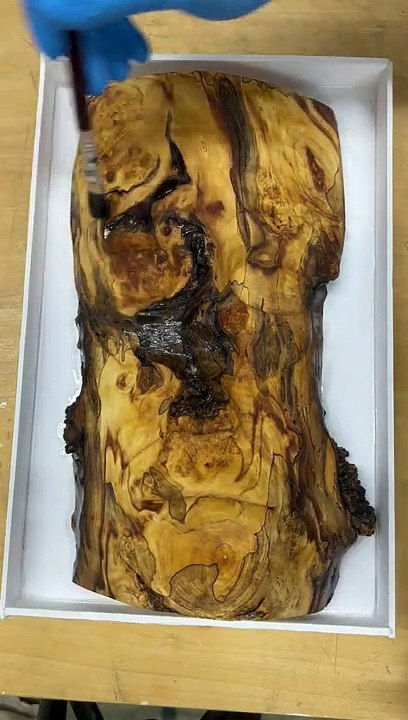 Finishing with resin - Woodworking Skills  #woodtok #shorts #woodworking #asmr #asmrsounds