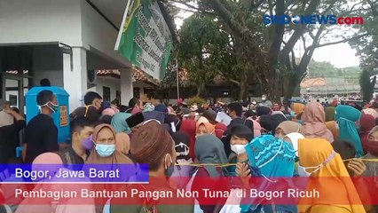 Pembagian Bantuan Pangan Non Tunai di Bogor Ricuh