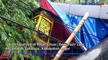 Hujan Angin, Papan Reklame Roboh Timpa Gerobak dan Tenda PKL di Bogor