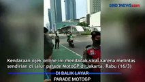 Viral, Pengemudi Ojol Nekat Melintas Sendiri di Jalur Parade MotoGP