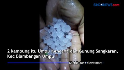 Fenomena Langka, Hujan Es Landa 2 Kampung di Way Kanan