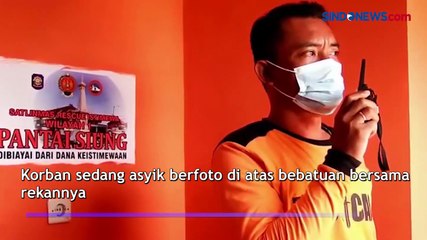 Asyik Berfoto, Wisatawan Palembang Hilang Digulung Ombak di Pantai Siung