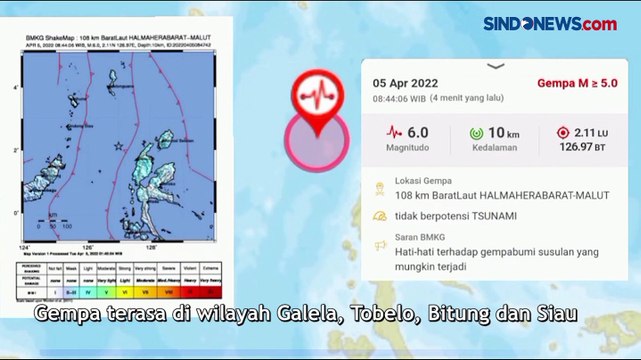 Gempa Magnitudo 6,0 Getarkan Halmahera Barat