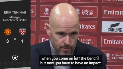 Скачать видео: Ten Hag hails 'fearless' Garnacho after FA Cup win