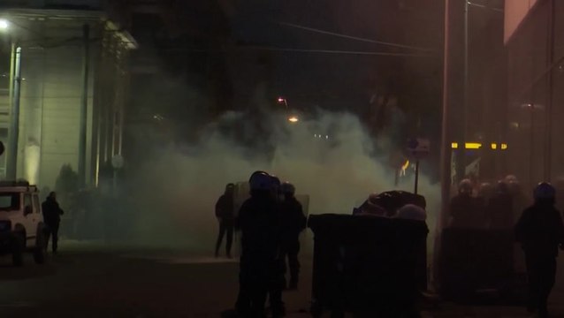 Protesters clash with police outside Greek train operator’s HQ after deadly collision