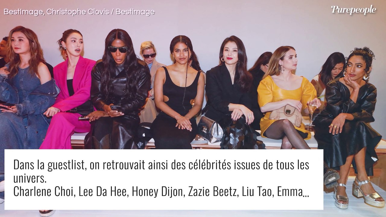 Sandrine Kiberlain joue le mystère en manteau XXL, Emma Robert en mini-robe tournesol pour Chloé