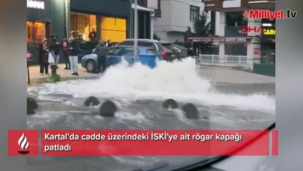Kartal'da rögardan taşan sular caddeyi göle çevirdi