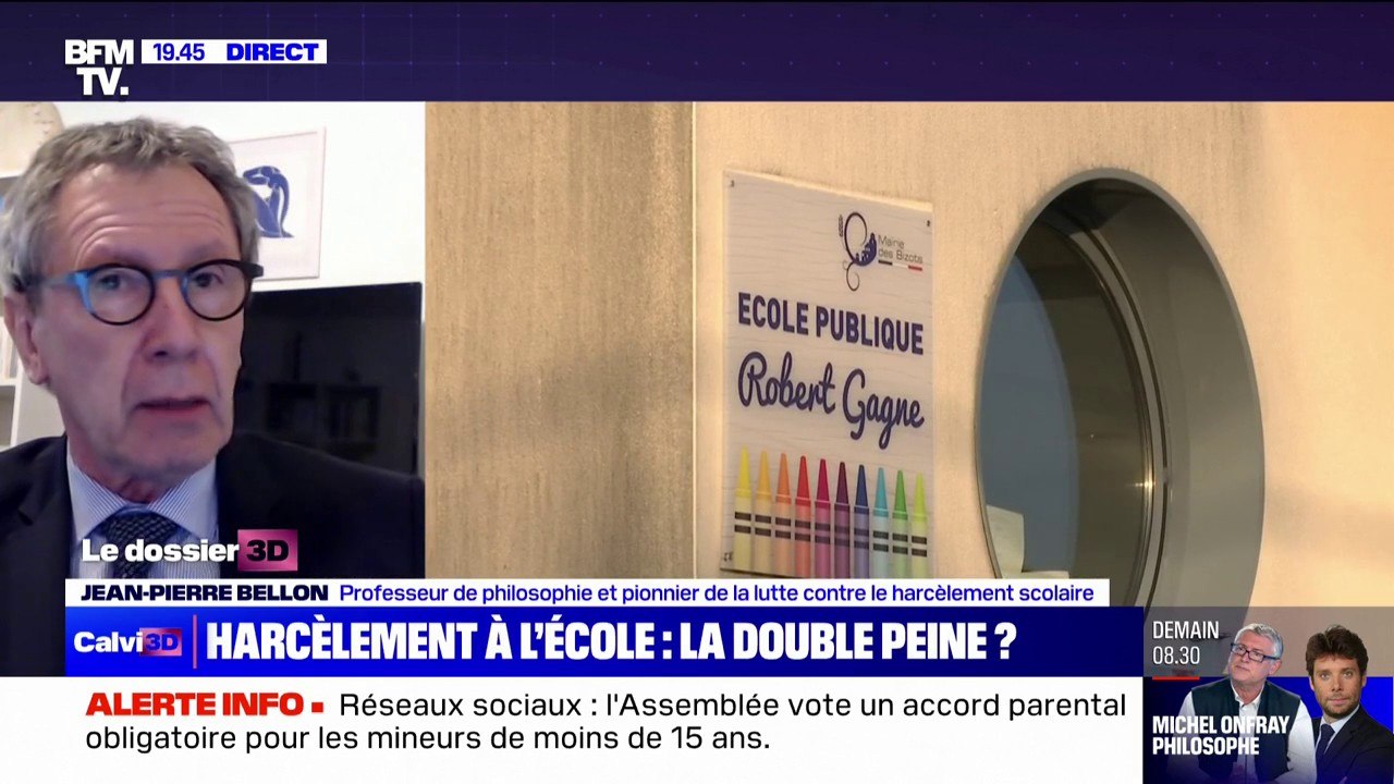 Pour Jean-Pierre Bellon, professeur de philosophie, "l'intervention immédiate des adultes" et "la surveillance des espaces" sont essentiels pour lutter contre le harcèlement scolaire