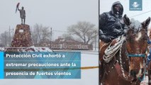 Municipios de Chihuahua se pintan de blanco tras nevada; cierran tránsito vehicular con Sonora