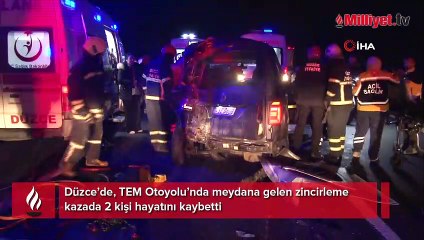 Düzce'de otoyolda 4 araç çarpıştı: 2 ölü, 7 yaralı