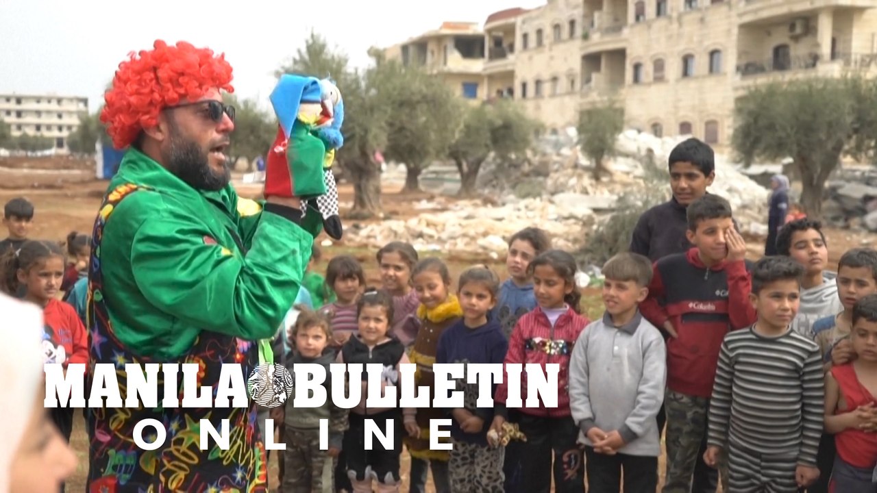 Clown cheers up Syrian children displaced by deadly earthquake