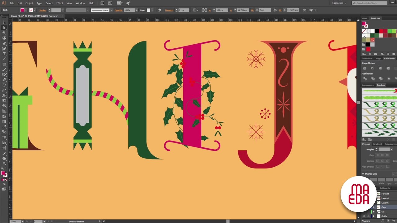 Time lapse of Christmas-themed typeface design