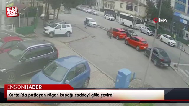 Kartal’da patlayan rögar kapağı caddeyi göle çevirdi