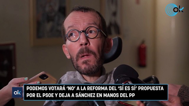 Podemos votará ‘no’ a la reforma del ‘sí es sí’ propuesta por el PSOE y deja a Sánchez en manos del PP