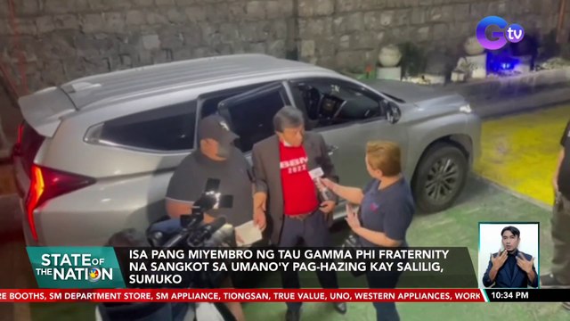 Isa pang miyembro ng Tau Gamma Phi Fraternity na sangkot sa umano'y pag-hazing kay Salilig, sumuko | SONA