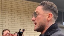 Stephen Bear poses for selfies and sings outside court before revenge porn sentencing