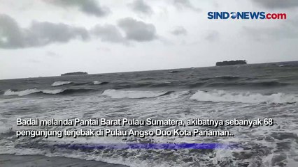 Badai Terjang Pantai Gandoriah, Puluhan Pengunjung Terjebak di Pulau Angso Duo