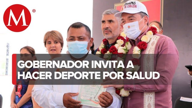 Rutilio Escandón, Gobernador de Chiapas, inaugura unidad deportiva en Totolapa