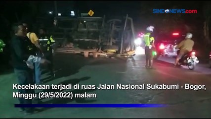 Truk Tangki Terguling Timpa 2 Minibus di Jalan Nasional Sukabumi - Bogor