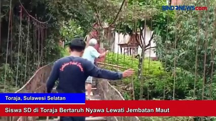 Siswa SD di Toraja Bertaruh Nyawa Lewati Jembatan Maut