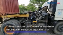 Gagal Menanjak di Cilincing, Jakarta Utara, Truk Trailer Mundur Tabrak Motor, 1 Tewas Terjepit