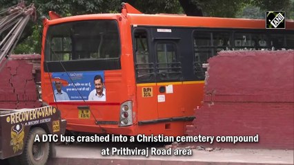 DTC bus crashes into cemetery in Delhi
