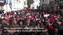 Protesta masiva en Túnez contra el presidente Kais Said