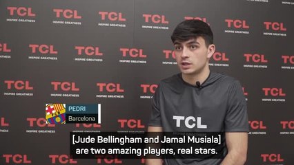 Tải video: Pedri honoured to be compared to 'real stars' Bellingham and Musiala