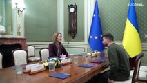 EU Parliament president holds talks in Ukraine with Volodymyr Zelenskyy