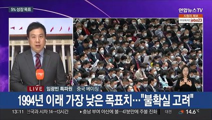 中 "성장률 목표 5% 안팎"…역대 최저 목표치