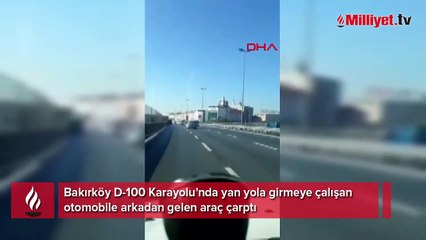 Bakırköy'de iki otomobilin çarpıştığı kaza kamerada