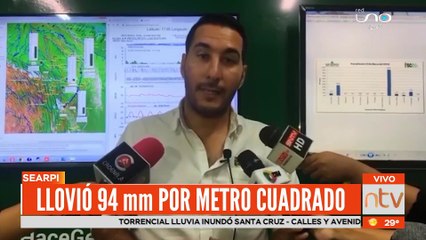 El Searpi reportó 94ml. de precipitación en dos horas, provocando la crecida de los ríos