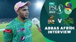 Abbas Afridi Interview | Peshawar Zalmi vs Multan Sultans | Match 27 | HBL PSL 8 | MI2T