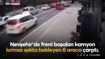 Nevşehir'de freni boşalan kamyon 6 araca çarptı: 7 yaralı