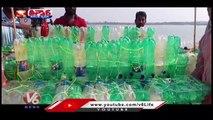 Man Made Variety Boat With Water & Cooldrink Bottles _ Siddipet _ V6 Weekend Teenmaar