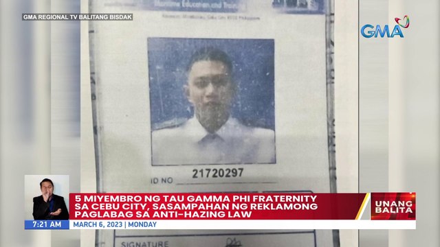 5 miyembro ng tau gamma phi fraternity sa Cebu City, sasampahan ng reklamong paglabag sa anti-hazing law | UB