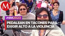 En Toluca, Edomex, mujeres pedalean con tacones y falda para exigir un alto a la violencia