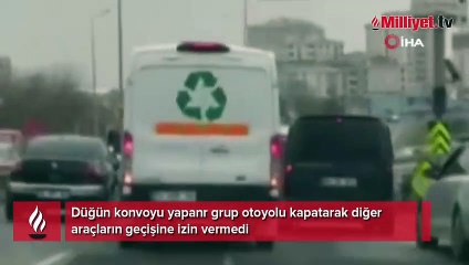 Düğün konvoyunda otoyol magandalığı