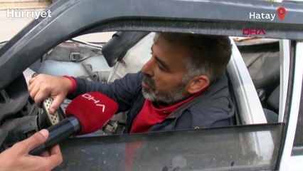 Sadece motoru sağlam kalan aracı 'deprem hatırası' oldu