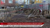 Ateşehir'de inşaatın istinat duvarı, bitişik evin bahçesi ile birlikte çöktü