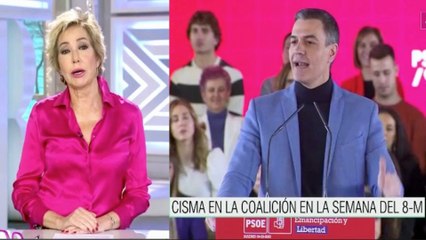 El triple zasca con el que Ana Rosa amarga a Pedro Sánchez los fastos del 8-M