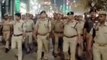 मथुरा: सुरक्षा व्यवस्था को लेकर एडीजी ने पुलिस बल के साथ किया शहर में फ्लैग मार्च