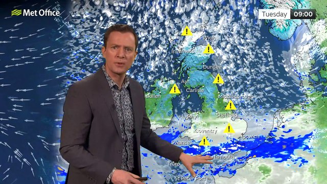 Met Office Afternoon Weather Forecast 06/03/23 – Wintry Weather Warnings in effect